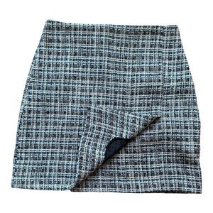 Adam Lippes Collective Blue Tweed Mini Skirt – Size 8